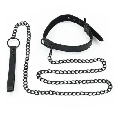 Bondage Fetish Matte Black Collar and Leash