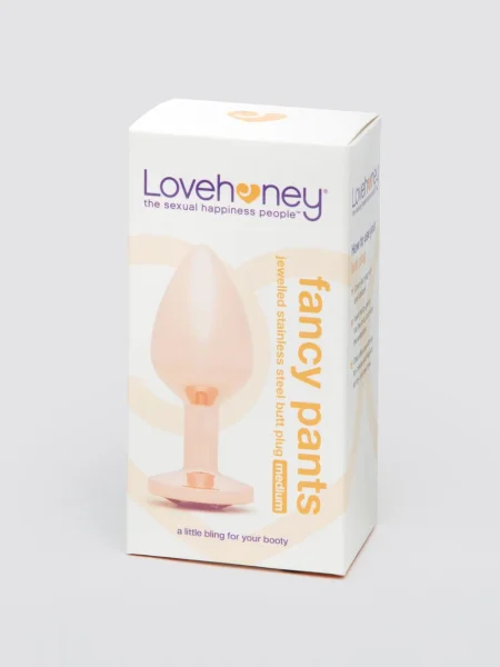 Lovehoney Fancy Pants Crystal Stainless Steel Rose Gold Butt Plug 3 Inch