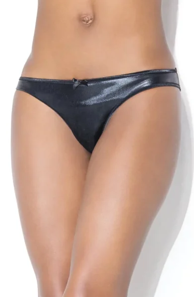 Plus Size Wet Look Scrunched Back Crotchless Panty