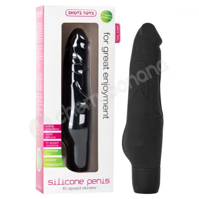 Shots Toys Black Silicone Penis Vibrator