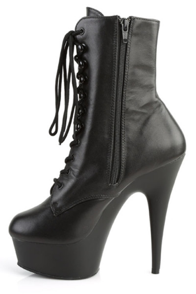 Pleaser Delight Ankle Boot Black Faux Leather/Black