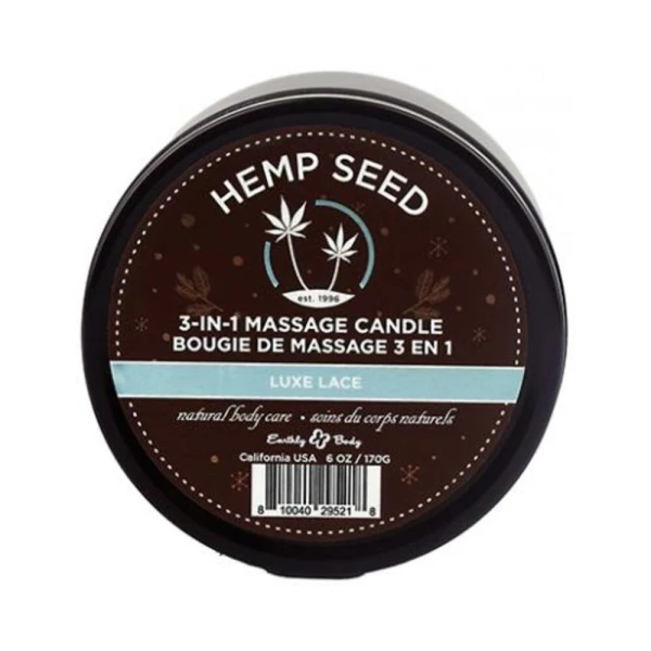 Earthly Body Hemp Seed 3-in-1 Massage Candle Luxe Lace 6 Oz. / 170 G