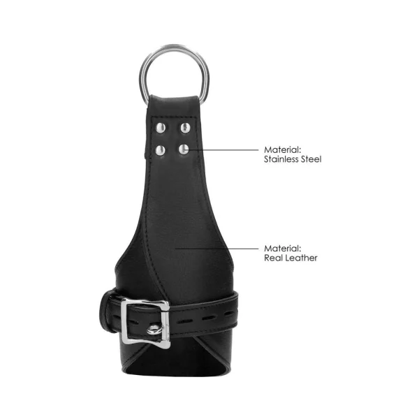 Ouch! Pain - Calf Leather Suspension Wrist Bondage Handcuffs