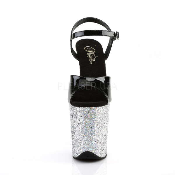 8 inches Heel, 4 inches PF Ankle Strap Sandal w/ Glitter Bottom — image 6 of 24