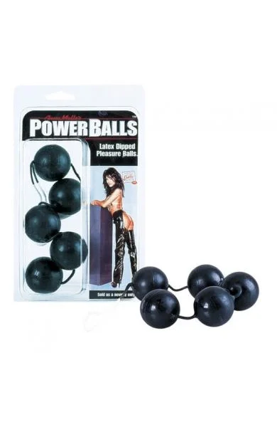 Power Balls Latex Dipped Weighted Pleasure Balls 1.25 Inch - Black