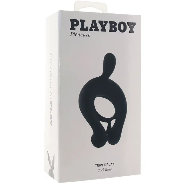 Playboy Pleasure Triple Play Rechargeable Silicone Vibrating Cock Ring With Remote