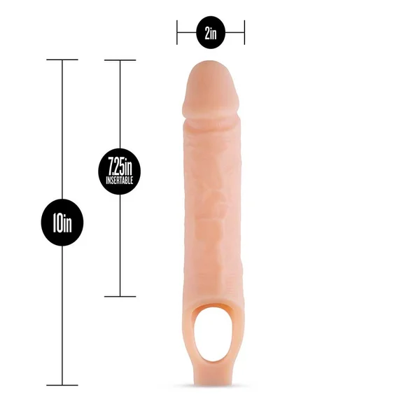 10 Inch Penis Sleeve | Performance Plus Silicone Vanilla Extender — image 2 of 3