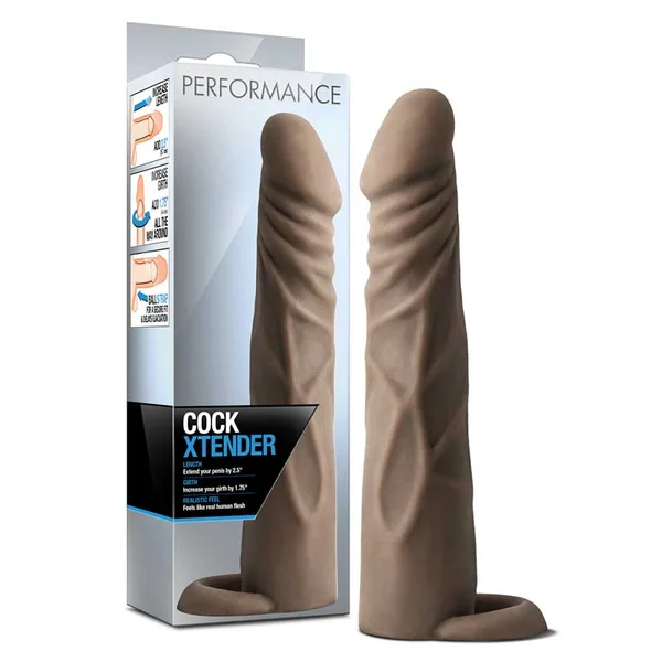 7 Inch Performance Cock Xtender Sleeve by Blush Novelties (Tan & Brown) — image 3 of 5