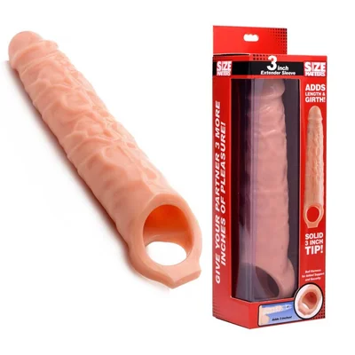 8 75 Inch Solid Tip Flesh Colored Penis Extender Sleeve by Size Matters