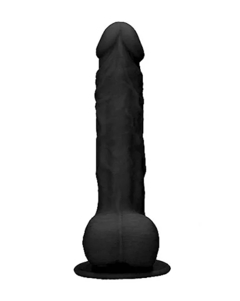 Silicone Dildo With Balls - Black - 9.4 Inch