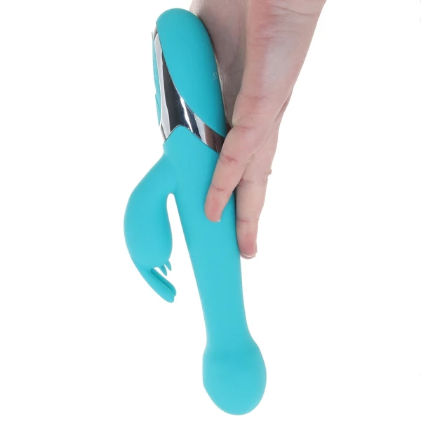Enchanted Oscillate Rechargeable Silicone Dual Stimulation Vibrator With Thrusting, Rotating Beaded Head By CalExotics