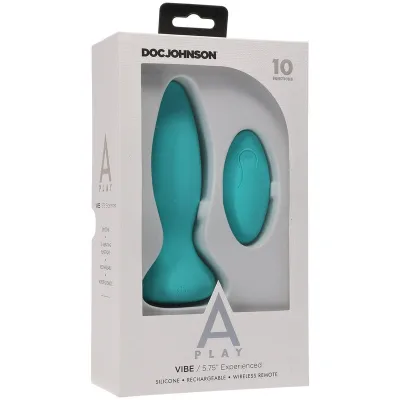 Doc Johnson A Play Experienced Vibe Silicone Teal Anal Plug with Remote