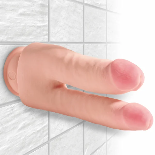 King Cock Plus 9.5" Triple Density Double Penetrator Dildo With Suction Cup Base - Vanilla