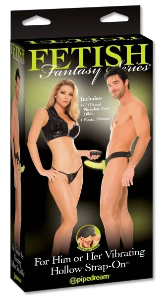 Fetish Fantasy Series for Him or Her Vibrating Hollow Strap-on - Glow in the Dark