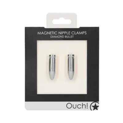 Ouch Magnetic Nipple Clamps Diamond Bullet Silver