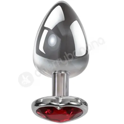 Adam Eve Red Heart Gem Medium 2 5 Metal Anal Plug