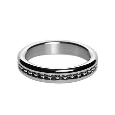 Metal Cock Ring With Ball Chain Inlay 175 In Silver