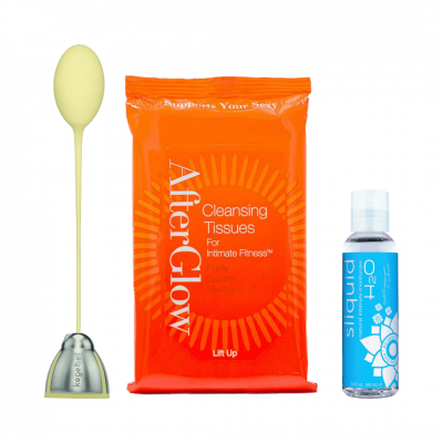 Kegelbell Weighted Kegel Training System Bundle with Sliquid Lube AfterGlow Cleaning Tissues