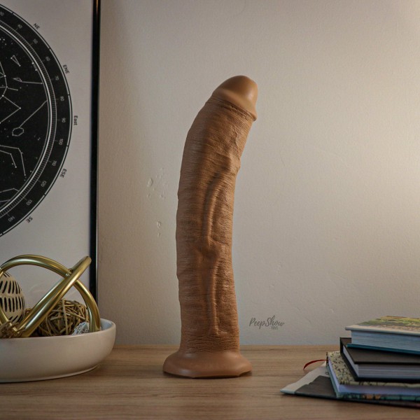 SquarePegToys® Leo Harness SuperSoft Bronze Silicone Dildo with SquarePegHole™
