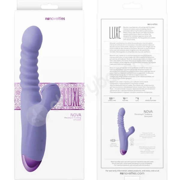 Luxe Nova Thrusting Shaft With Throbbing Clitoral Stimulation Purple Vibrator