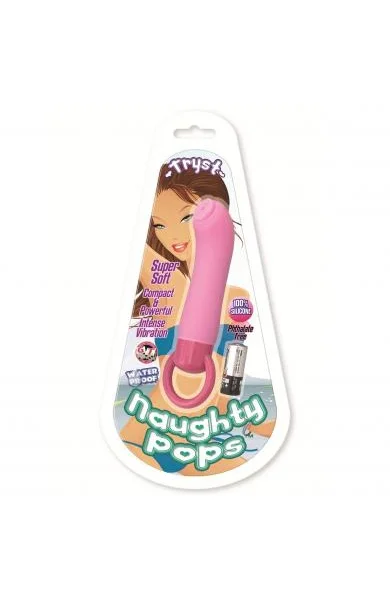 NAUGHTY POPS TRYST  VIBRATOR 100% SILICONE PINK WATERPROOF