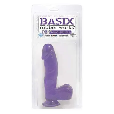 Basix Rubber Works 6 5 Inch Dong With Suction Cup Purple
