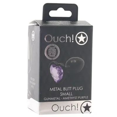 Shots Ouch Heart Gem Butt Plug Small Gunmetal Amethyst