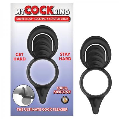 My Cockring Double Loop Cockring Scrotum Cinch Black