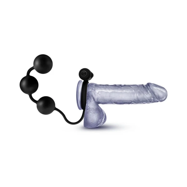 Blush Anal Adventures Platinum Silicone Anal Ball W/vibrating C RingĀ - Black