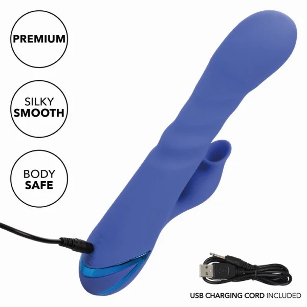 California Dreaming L.A. Love Thrusting Rabbit Style Silicone Rechargeable Vibrator by CalExotics