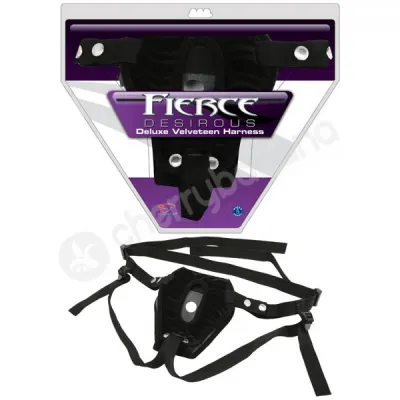 Fierce Desirous Deluxe Velveteen Black Strap On Harness