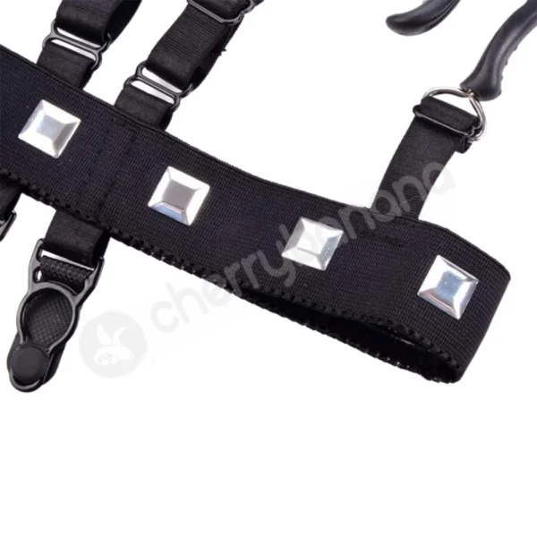 Bad Kitty Black Shiny Suspender Belt With Labia Silicone Tip Clamps