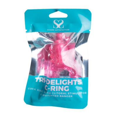 Share Satisfaction Tri Delights Cock Ring Hot Pink