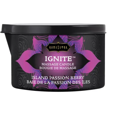 Kama Sutra Ignite Massage Oil Candle Island Passion Berry 6 oz
