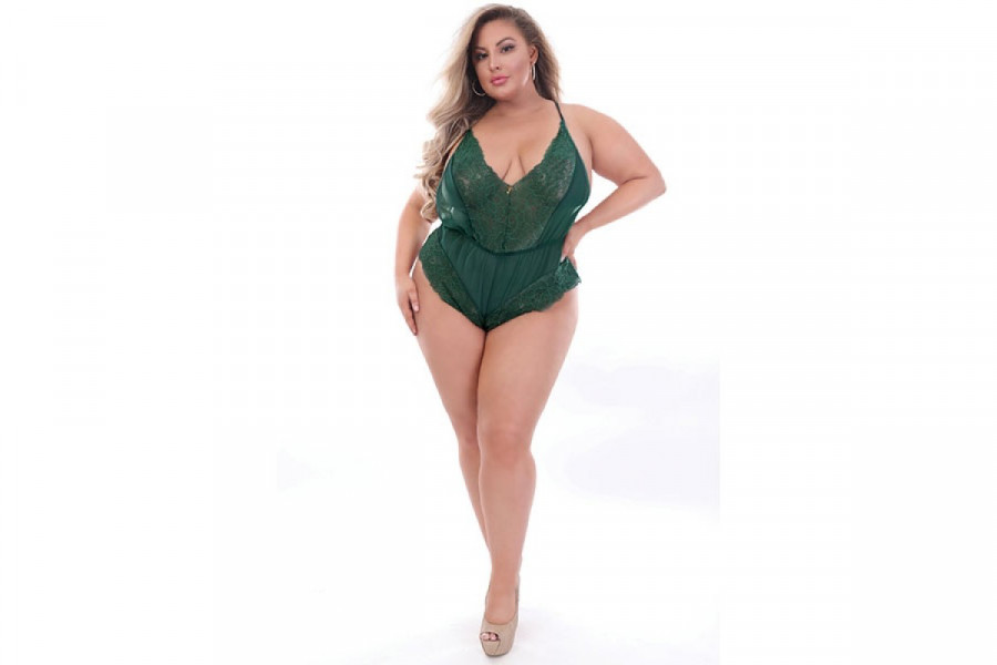 STM 11189X Chiffon & Lace Romper Queen