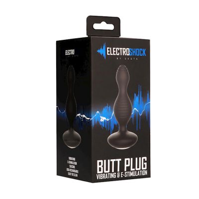 E stimulation Vibrating Buttplug Black 5 5 Inch