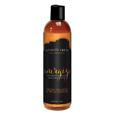 Intimate Earth ENERGIZE Aromatherapy Massage Oil Fresh Orange and Wild Ginger