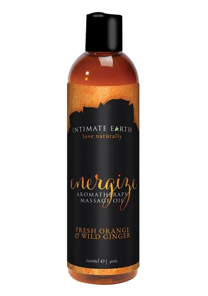 Intimate Earth ENERGIZE Aromatherapy Massage Oil - Fresh Orange and Wild Ginger