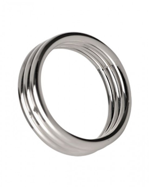Echo 175 Inch Stainless Steel Triple Cock Ring - Silver
