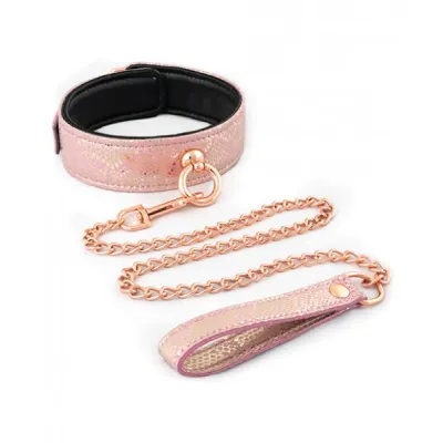 Spartacus Microfiber Collar Leash Leather Lining Pink
