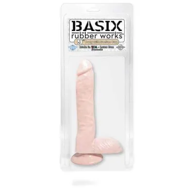 Basix Rubber Works 9 Inch Dong With Suction Cup Flesh