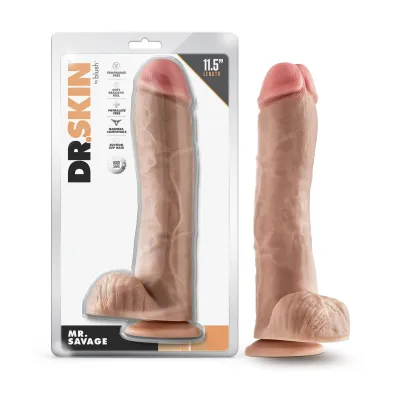 Dr Skin Mr Savage 11 5 Inch Dildo With Balls Beige