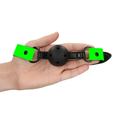 Ouch Glow In the Dark Bonded Leather Breathable Ball Gag