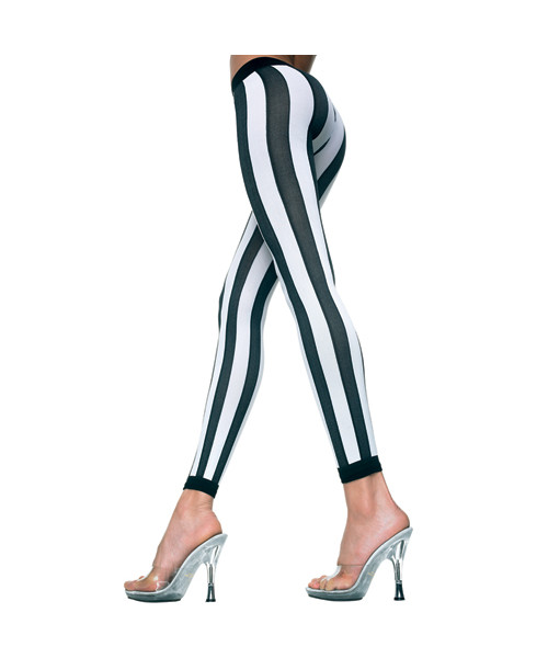 Vertical Striped Leggings - Black/White