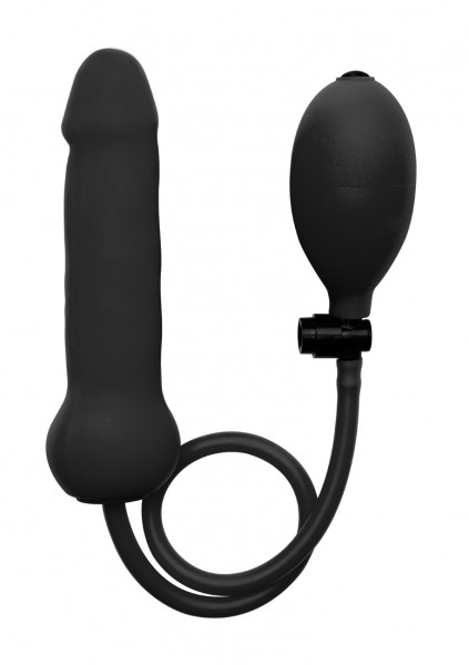 Inflatable Silicone Dong - Black - Male Butt Plug