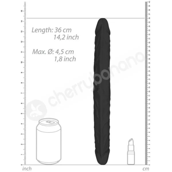 Realrock 14" Realistic & Flexible Black Double Ended Dong