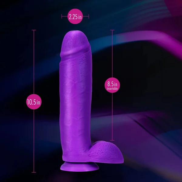 Neo Elite - 10-inch Silicone Dual-density Cock With Balls - Neon Purple