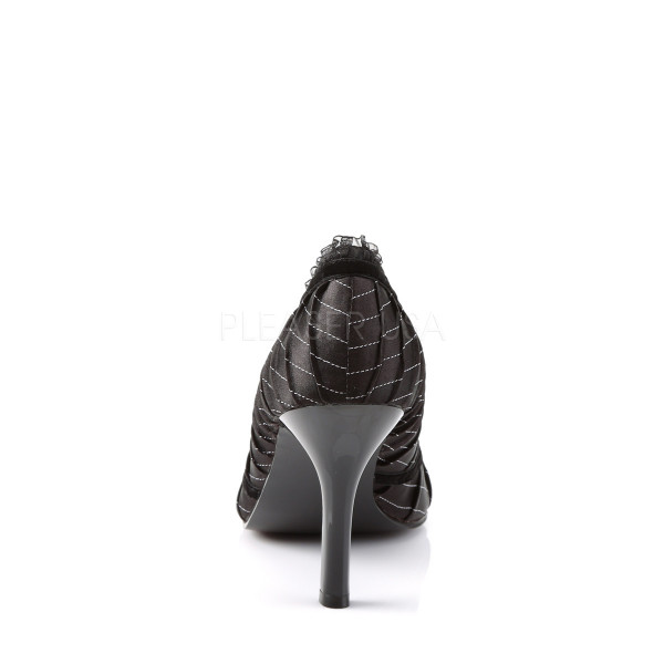 DAINTY-420 - Blk-Wht Pinstripe Pleated Girlie Pump, 3 1/2" — image 4 of 4