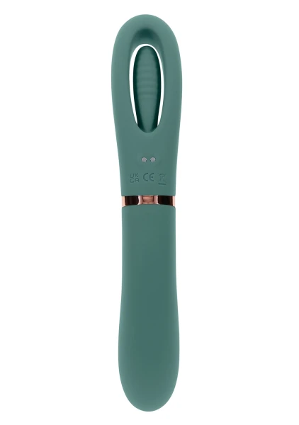 Chick Flick Waterproof Silicone Dual Ended Flickering Tongue G-Spot Vibrator By Evolved Novelties - Green