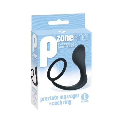 P Zone Ring Prostate Massager Cock Ring Black